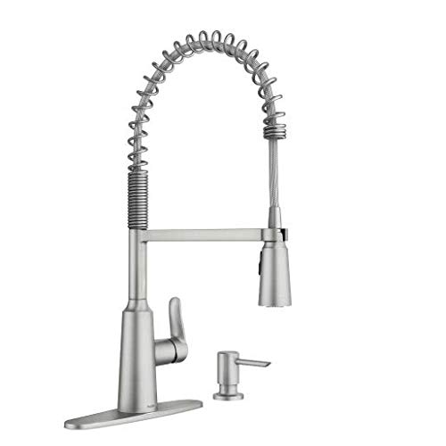 Moen Edwyn 87807SRS Kitchen Faucet with Soap Dispenser, Stainless Steel