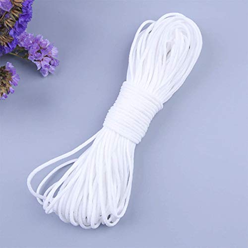 MILIONDA Elastic Strap White Earloop Cord - 1_8-Inch (3mm) Stretchy Ear Tie Rope Handmade String for Sewing (100 Yard)