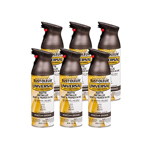 Rust-Oleum 353092-6PK Universal All Surface Metallic Spray Paint, 11 oz, Matte Venetian Bronze, 6 Pack