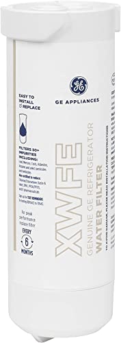 GE® XWFE™ Refrigerator Water Filter, Genuine Replacement Filter, Certified to Reduce Lead, Sulfur, and 50+ Other Impurities, Replace Every 6 Months for Best Results, Pack of 1