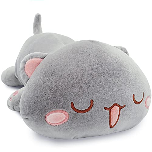 Onsoyours Cute Kitten Plush Toy Stuffed Animal Pet Kitty Soft Anime Cat Plush Pillow for Kids (Gray B, 20")