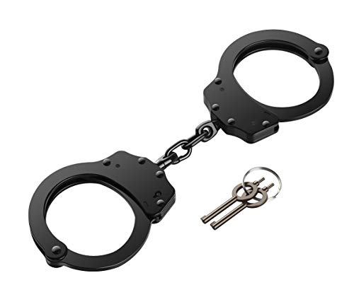 GLORYFIRE Metal Handcuffs Professional Grade Double Lock Carbon Steel in Black Perfect for Training and Daily Use