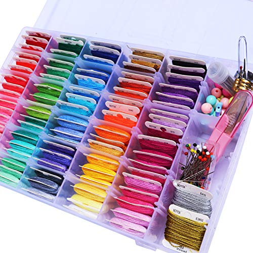 Embroidery Floss Friendship Bracelet String Kit 218 Pack - Embroidery Thread and Accessories - Perfect Thread for Cross Stitch, Hand Embroidery, String Art