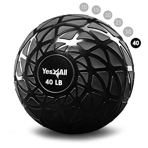 Yes4All Slam Balls, 10-40lb Medicine Ball Weight, Durable PVC Sand Filled Workout Dynamic Medicine Ball for Core Strengthen