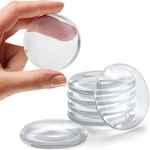 Strongest Wall Door Handle Stopper 2" Set. 6 Pieces of Clear Rubber Knob, Round Wall Shield Cushion. Guard Door Bumper Wall Protector Silencer. Self Adhesive