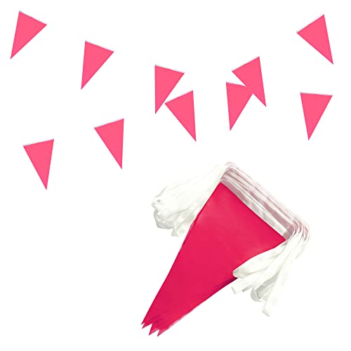 TSMD Solid Rose Pink Pennant Banners Flags String DIY Bunting Flags,Party Decorations for Grand Opening,Kids Birthday,Party Events Celebration