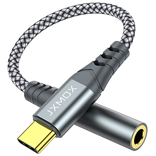 JXMOX USB Type C to 3.5mm Female Headphone Jack Adapter, USB C to Aux Audio Dongle Cable Cord Compatible with iPhone 16 Pro Max 15 Pro Max, Samsung Galaxy S24 S23 S22 Ultra, Pixel, iPad Pro, MacBook