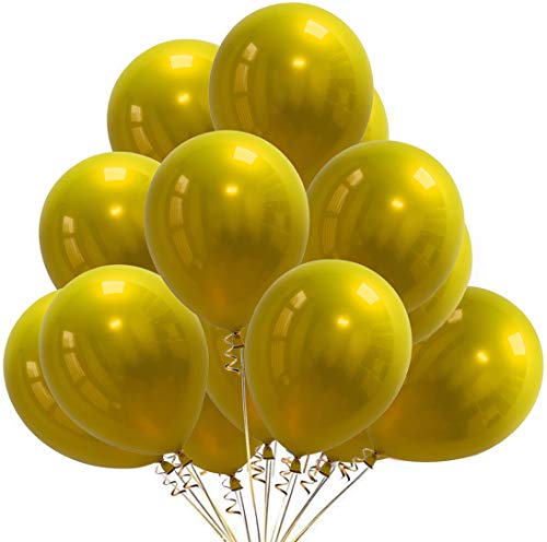 50 PCS Chrome Yellow Balloons 10 Inch Double-Layered Chrome Metallic Latex Balloons for Parties Decoration Wedding Supplies Graduation Decor Baby Shower Decorations (Chrome Yellow)