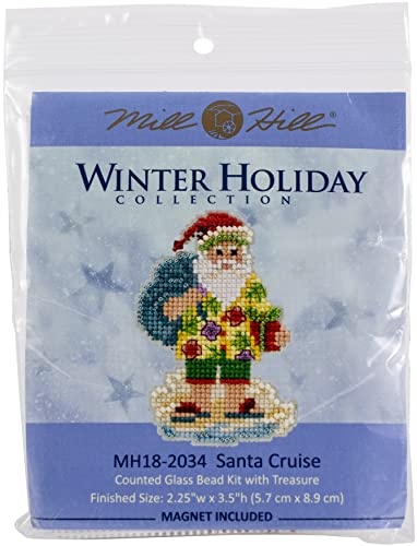 Santa Cruise Beaded Counted Cross Stitch Ornament Kit Mill Hill 2020 Winter Holiday MH182034
