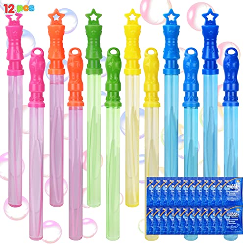 JOYIN 12 Pack 15’’ Large Bubble Wands Toy, Value Pack Summer Toy Bulk for Toddler, Halloween Birthday Party Favors, Kids Indoor and Outdoor Toys