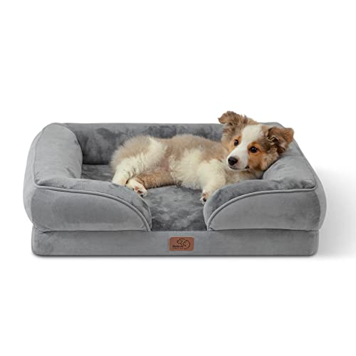 Bedsure Orthopedic Dog Bed for Medium Dogs - Waterproof Dog Sofa Beds Medium, Supportive Foam Pet Couch Bed with Removable Washable Cover, Waterproof Lining and Nonskid Bottom, Grey