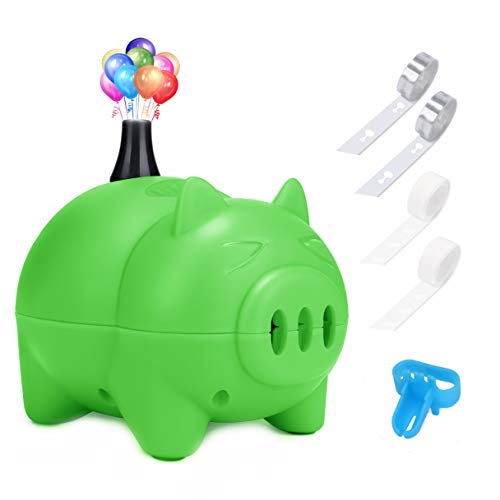 LIKEE Electric Balloon Pump Portable Balloon Inflator Air Blower with Balloon Arch &Garland Tools for Party Decoration (Green)