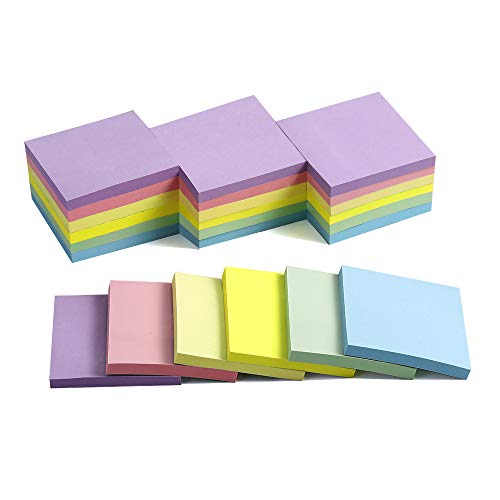 (24 Pack) Sticky Notes 3x3 in Pastel Post Stickies Super Sticking Power Memo Pads, Strong Adhesive, 74 Sheets_pad