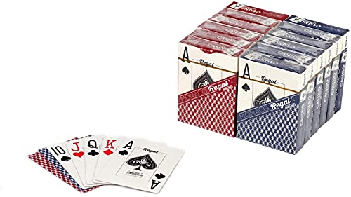 Regal Games Jumbo Playing Cards Set for Adults & Professionals - 6 Red & 6 Blue Large Print Deck of Cards - Blackjack, Euchre, Canasta, Poker Cards - Fun & Travel Playing Cards (12 Pack)