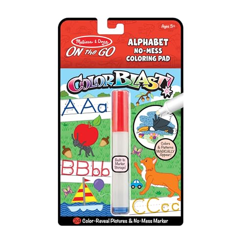 Melissa & Doug On the Go ColorBlast No Mess Alphabet Invisible Ink Coloring Pad Travel Activity 24 Pages