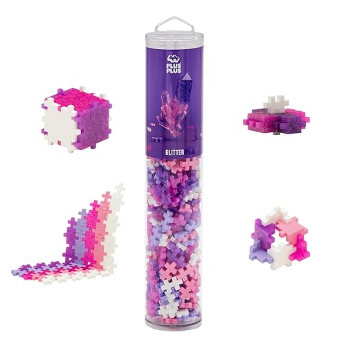 PLUS PLUS - 240 Piece Glitter Tube - Construction Building Stem _ Steam Toy, Kids Mini Puzzle Blocks