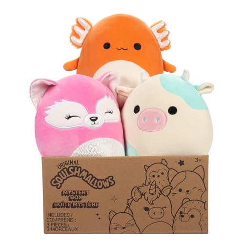 Squishmallows Official Kellytoy 8" Plush Mystery Pack - Styles Will Vary in Surprise Box That Includes Three 8" Plush