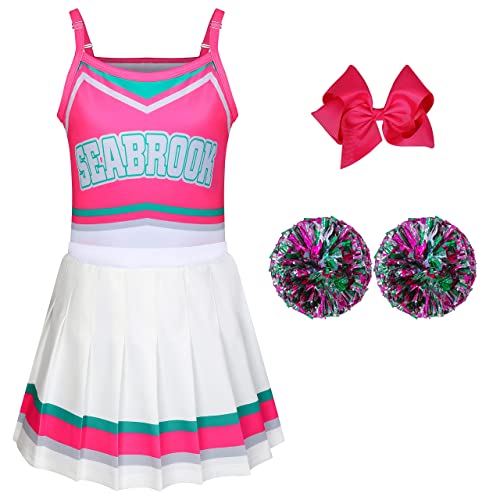 Econbitiry Zombies Cheerleader Costumes for Girls Toddler Cheerleading Outfit Halloween Dress for Party Birthday Rose