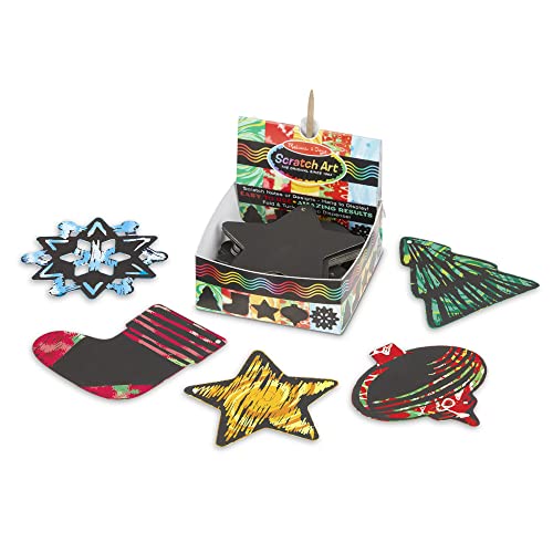 Melissa & Doug Scratch Art Holiday-Themed Shaped Notes (125) With Wooden Stylus - Hangable Ornaments, Party Favors, Stocking Stuffers, Arts And Crafts For Kids