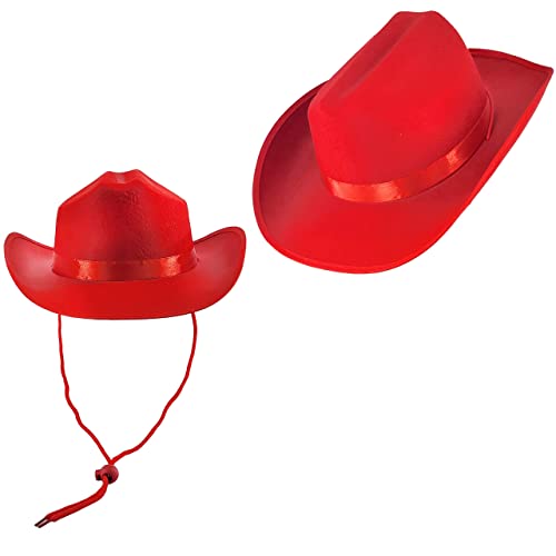 The Dreidel Company Cowboy Hat Western Hat, Dress Up Costume Clothes for Kids, Pretend Play, Party Favors (Red Cowboy Hat)