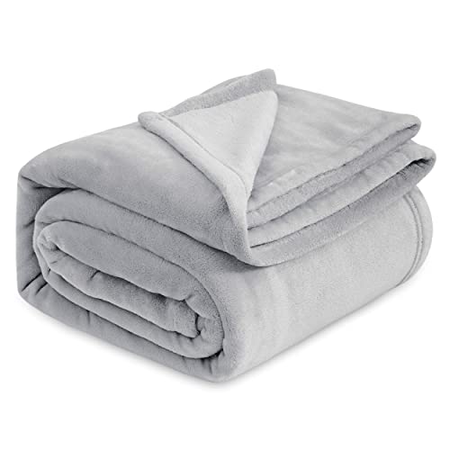 Bedsure Fleece Blankets King Size Light Grey - Bed Blanket Soft Lightweight Plush Cozy Fuzzy Luxury Microfiber, 108x90 inches