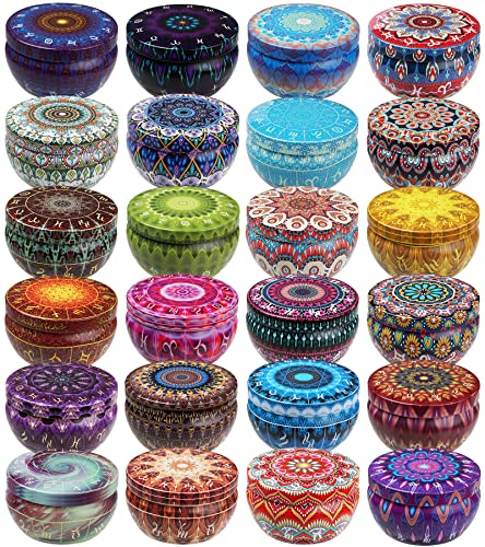 Ahyiyou Candle Tins Candle Jars 24 Pieces 24 Zodiac Patterns, DIY Round Containers with Lids for Candle Making, Arts & Crafts, Storage & More (8oz)