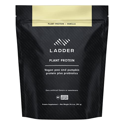 LADDER Plant Based Protein Powder, 21g of Vegan Protein with BCAAs and Probiotics | Pea and Pumpkin | Dairy Free, NSF Certified for Sport, Naturally Flavored (Vanilla Pouch)