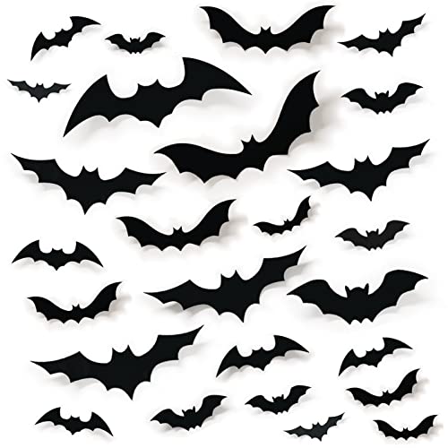 68Pcs Bat Wall Decor, Halloween Bats Decorations 3D Bats Wall Decor Realistic PVC Bats Stickers for Outdoor DIY Home Decor Party Supplies