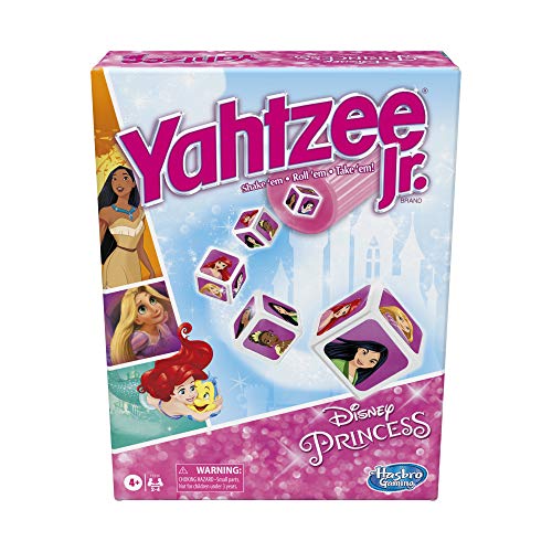 Hasbro Gaming Yahtzee Jr.: Disney Princess Edition Board Game for Kids Ages 4 and Up, for 2-4 Players, Counting and Matching Game for Preschoolers (Amazon Exclusive)