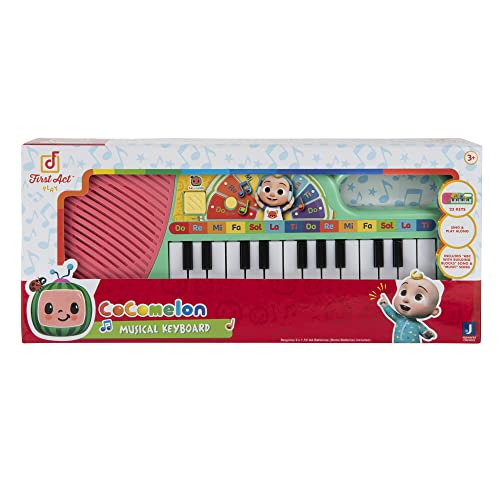 CoComelon First Act Musical Keyboard, 23 Keys; Music and ABC Songs Pre-Recorded, Educational Music Toys, Carry N’ Go Handle