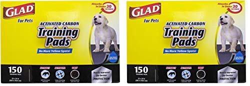 Glad for Pets Black Charcoal Puppy Pads, All-in-One | Puppy Potty Training Pads That ABSORB & NEUTRALIZE Urine Instantly | New & Improved Quality Puppy Pee Pads, 150 count - 2 Pack