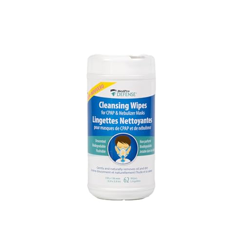 MedPro Defense Cleansing Wipes for Daily Cleaning of CPAP Mask, Gently Removes Dirt and Oil, Biodegradable, Unscented, Lint-Free, and Flushable