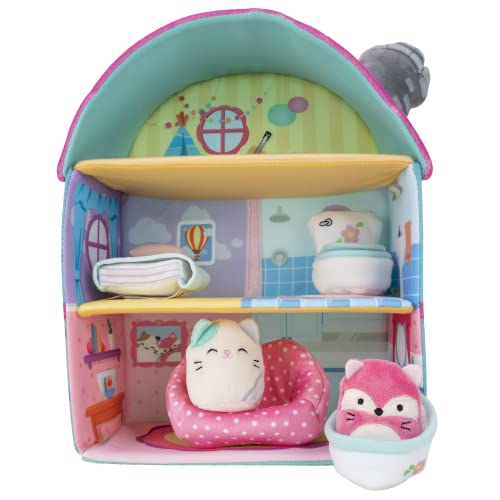 Squishville by Squishmallow Fifi’s Cottage Townhouse, 2” Blair and Fifi Soft Mini-Squishmallow and 4 Plush Furniture Accessories, Irresistibly Soft Toys, 3 Floors to Explore, Amazon Exclusive