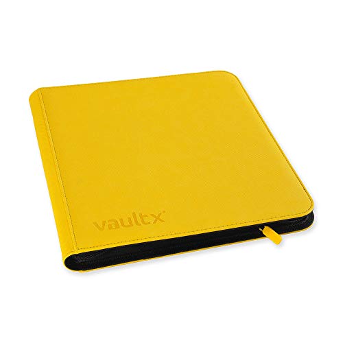 Vault X Premium Exo-Tec Zip Binder 12 Pocket, 20 Double-Sided Pages for 480 Side-Loading Slots for Board, Collectible or Trading Card Game Protective Folder Album (Yellow)