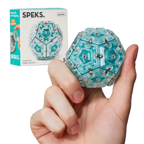 Speks Geode Sphere Magnetic Fidget Toy for Adults | Quiet Adult Sensory Toy for Stress Relief & Anxiety, Easter Basket Stuffer & Top Gadget Gift Idea | Aqua, 12-Piece Set