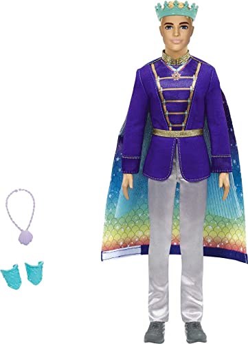 Barbie Dreamtopia 2-in-1 Ken Doll (Blonde, 12-in) with Prince to Merman Fashion Transformation, with 2 Looks and Accessories, for 3 to 7 Year Olds