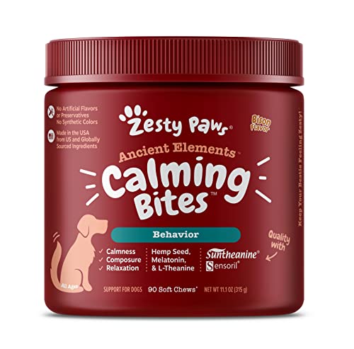 Zesty Paws Calming Chews for Dogs - Composure & Relaxation for Everyday Stress & Separation - for Fireworks, Storms & Travel – AE - Bison - 90 Count