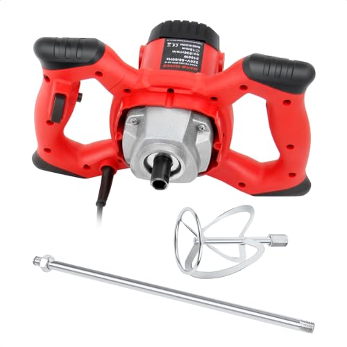 2100W Cement Mixer, 110V Electric Paddle Mixer Concrete Mixer 6 Speed Adjustable, Portable Mortar Mixer Mud Mixer, Handheld Mixing Drill for Cement Concrete Paint Grout Plaster Thinset Fodder