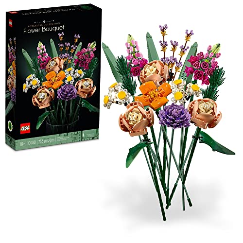 LEGO Icons Flower Bouquet Building Set - Artificial Flowers with Roses, Mother