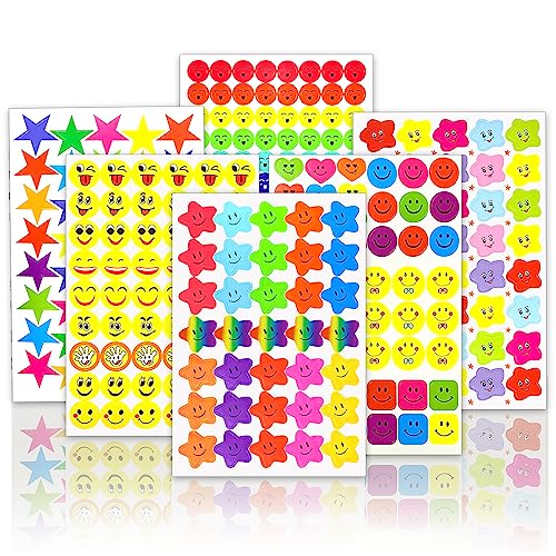 4980PCS Stickers(60 Sheet) Smiley face Stickers and Star Stickers (Random six Styles) Teachers, Children and Parents