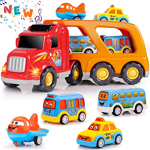 Nicmore Carrier Truck Toddler Toys Car: Toys for 2 3 4 Year Old Boy 5 in 1 Transport Toys for Kids Age 2-3 2-4 | 18 Months 2 Year Old Boy Girl Birthday Gifts