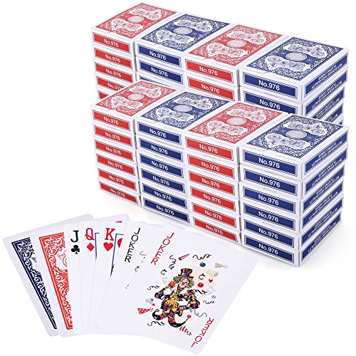 LotFancy Playing Cards Bulk, 144 Decks of Cards - 72 Blue and 72 Red, Poker Size Standard Index, for Blackjack, Euchre, Canasta Card Game, Casino Grade