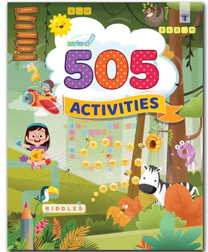 Nurture 505 Activities for Kids Age 4+ | English Activity Book with various Fun Educational Activities like GK, Picture Puzzles, Crafts, Brain Teasers, Crosswords,Connect the Dots, Drawing, Coloring, Art and Craft