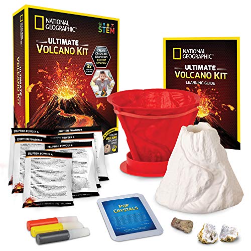 NATIONAL GEOGRAPHIC Ultimate Volcano Kit – Erupting Volcano Science Kit for Kids, 3X More Eruptions, Pop Crystals Create Exciting Sounds, STEM Science & Educational Toys (Amazon Exclusive)