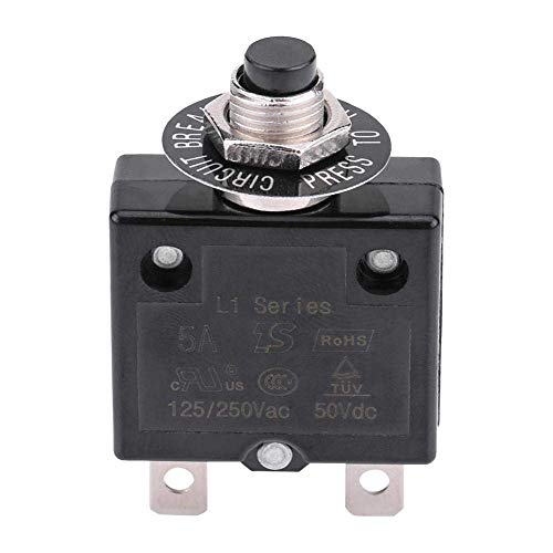 Circuit Breaker 5A 8A 10A 15A 18A 20A 30A Optional Reset Thermal Switch, 125-250V AC 50V DC Over Current Overload Protector Push Button Circuit Breaker(15 Amps)