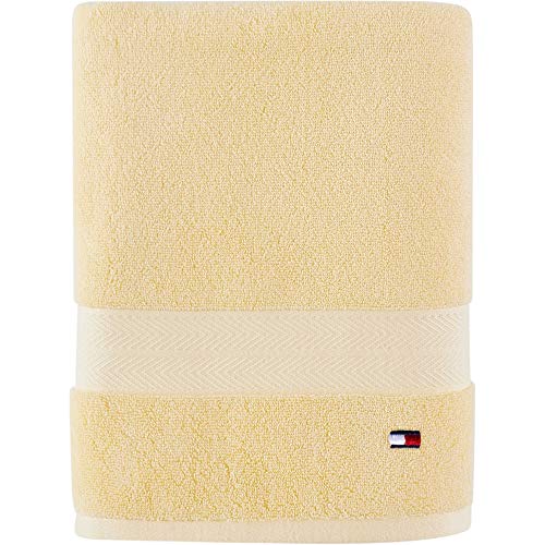 Tommy Hilfiger Modern American Solid Bath Towel, 30 X 54 Inches, 100zz Cotton 574 GSM (Sunshine), Light Yellow