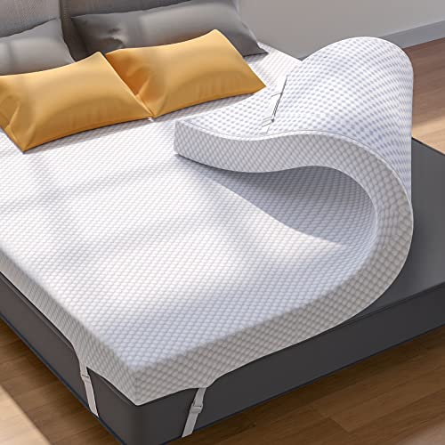 PERLECARE 3 Inch Gel Memory Foam Mattress Topper for Pressure Relief, Premium Soft Topper for Cooling Sleep, Non-Slip Design with Removable & Washable Cover, CertiPUR-US Certified - Full