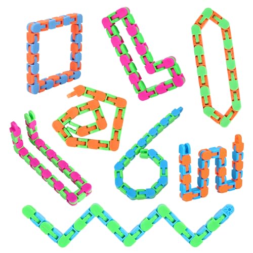 8Pcs Fidgets Wacky Tracks Fidget Toys for Kids Classroom Students School Sensory Autism Toys Snap Fidget Snake Click Toys for Adults Stress Relief ADD ADHD Autistic Keeps Fingers Busy