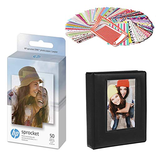 HP Sprocket 2x3 Premium Zink Sticky Photo Paper Compatible with HP Sprocket Photo Printers -Bundle Zink paper, photo Album and Sticker sets.