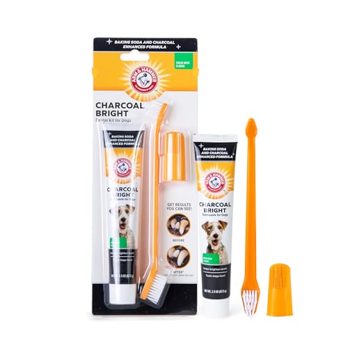 Arm & Hammer for Pets Dog Dental Care Fresh Breath Kit | Includes Arm & Hammer Baking Soda Dog Toothpaste and Dog Toothbrush | Dog Plaque Removal Kit, Mint